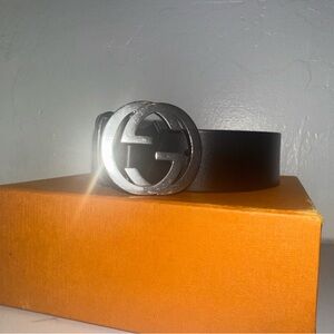 Gucci Black Belt with Interlocking GG Buckle